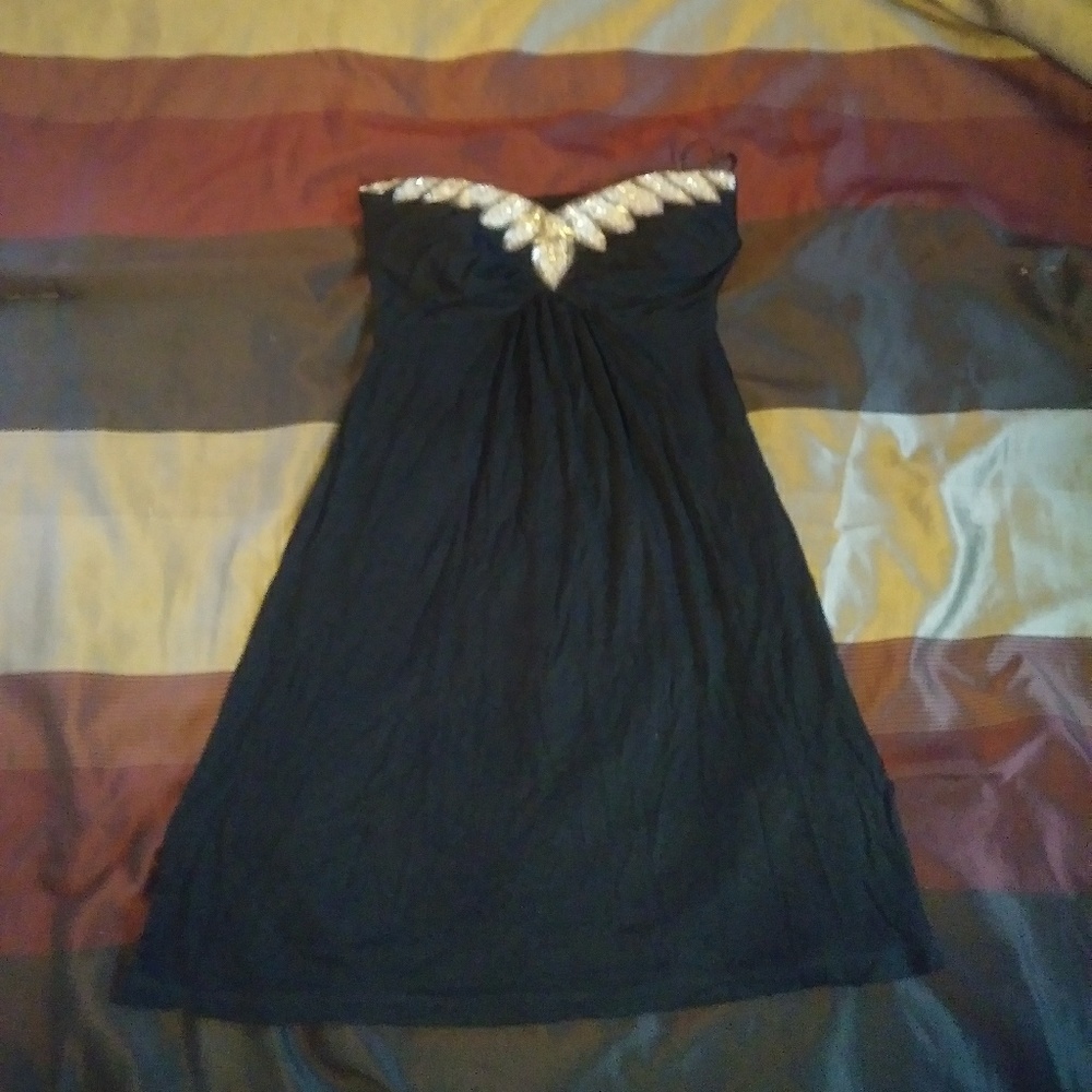 Beaded Black Strapless Dress Size Small